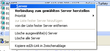 Serverliste Menü